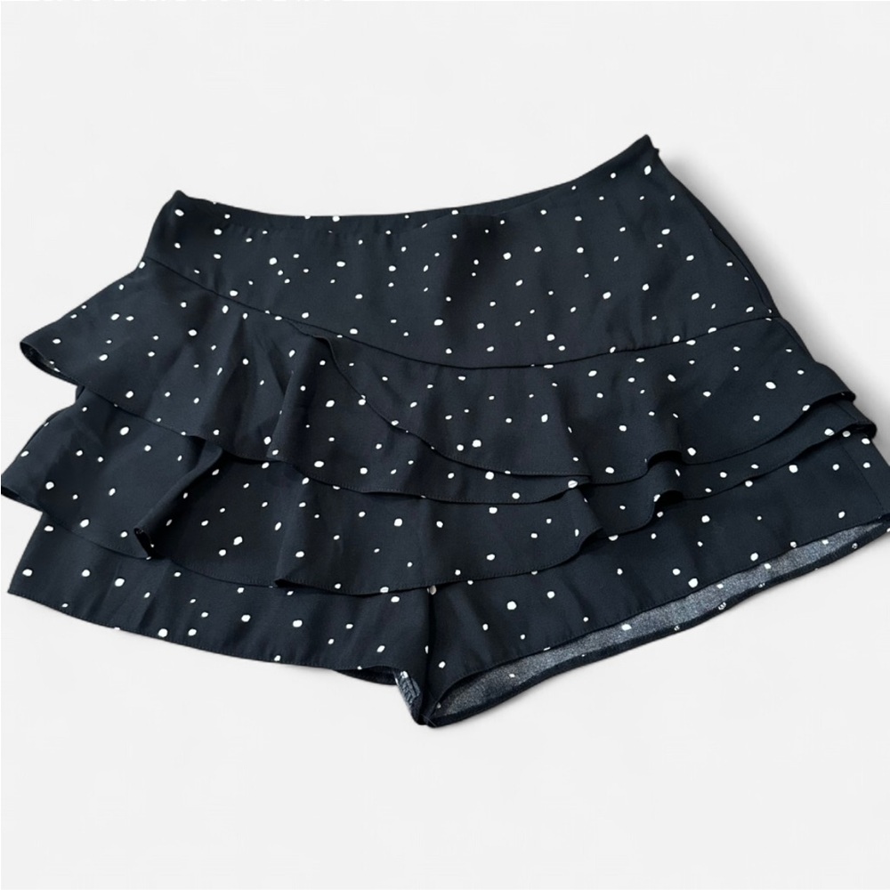 NEW River Island Women's 10 Black & White Dots Tiered Ruffle Shorts Skort Summer - Picture 2 of 8